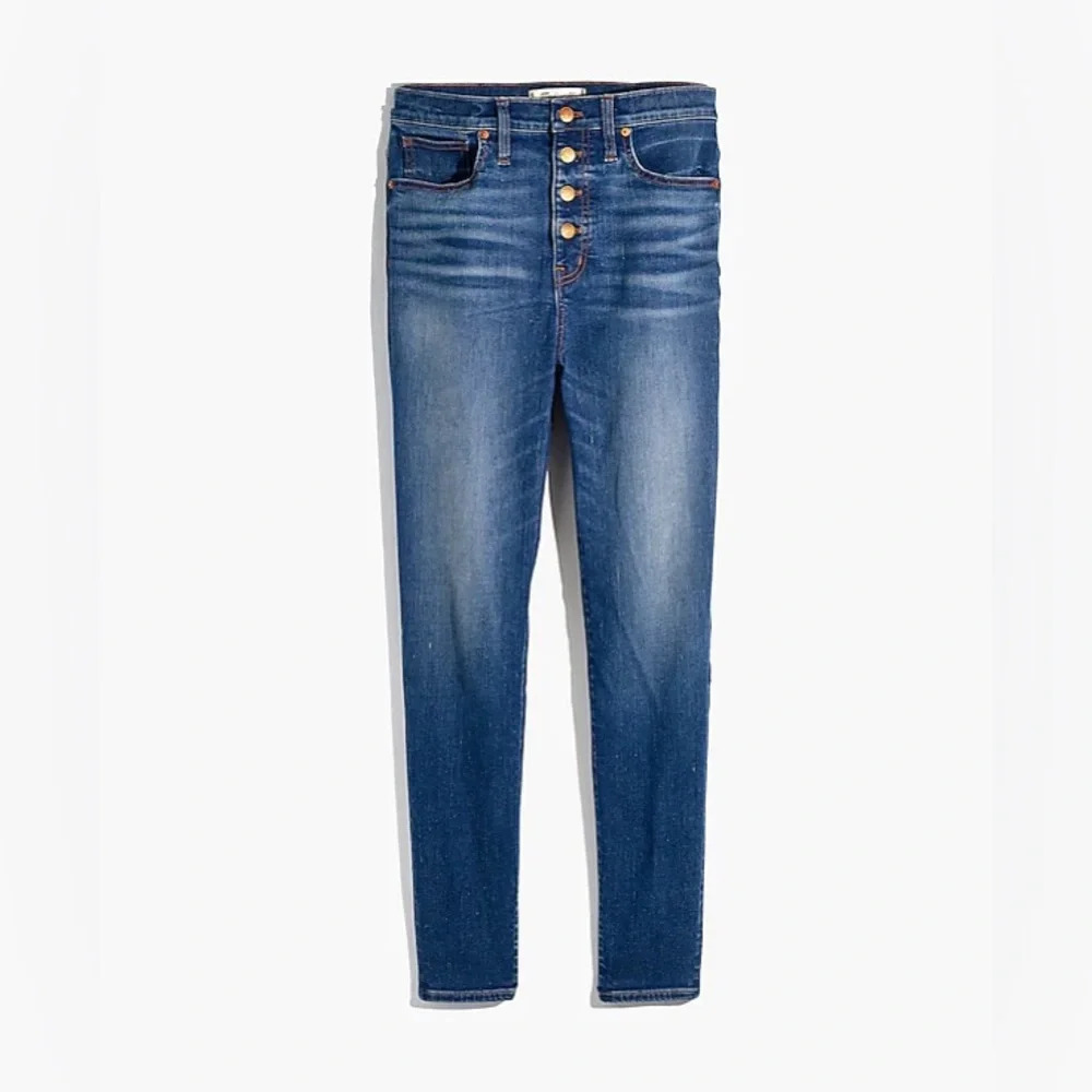 Madewell 9” Mid-Rise Button Fly Skinny Ankle Stretch Jeans Blue Size 26
